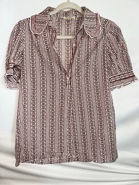 Max Studio | Boho Print Button Front Blouse | XS